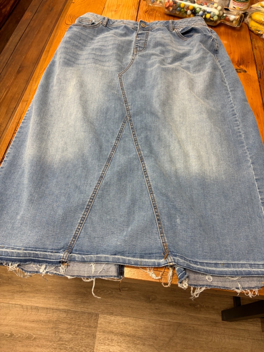 Casual A-Line Denim Skirt in Light Blue